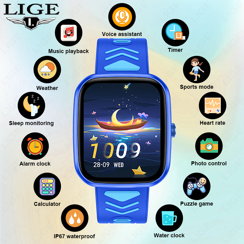 Smartwatch Watches Birthday Gift For Girls - LIGE 어린이 스마트워치 게임 방수 전자제품