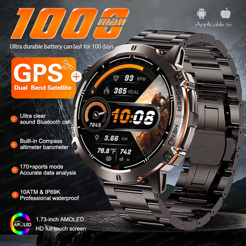 Smartwatch New Watches 2025 - NEW TANK X3 밀리터리 1000mAh GPS