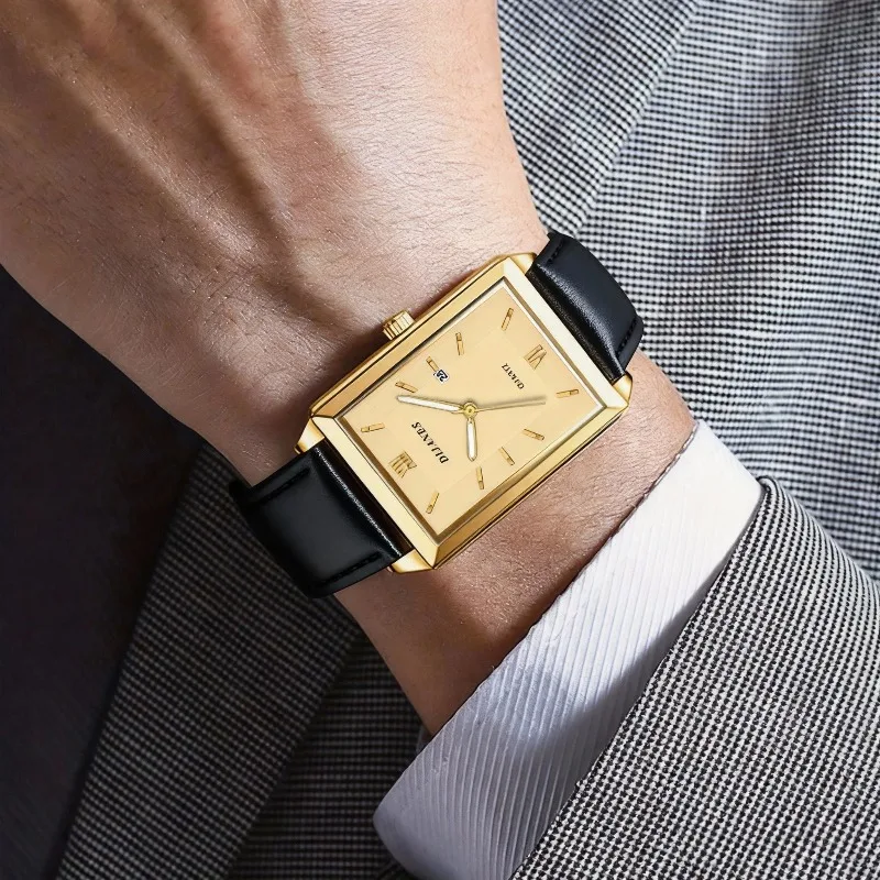 캐주얼 가죽 남성용 시계 패션 스퀘어 쿼츠 시계 남성용 - Smartwatch Watches Brands For Men 리뷰 및 가격