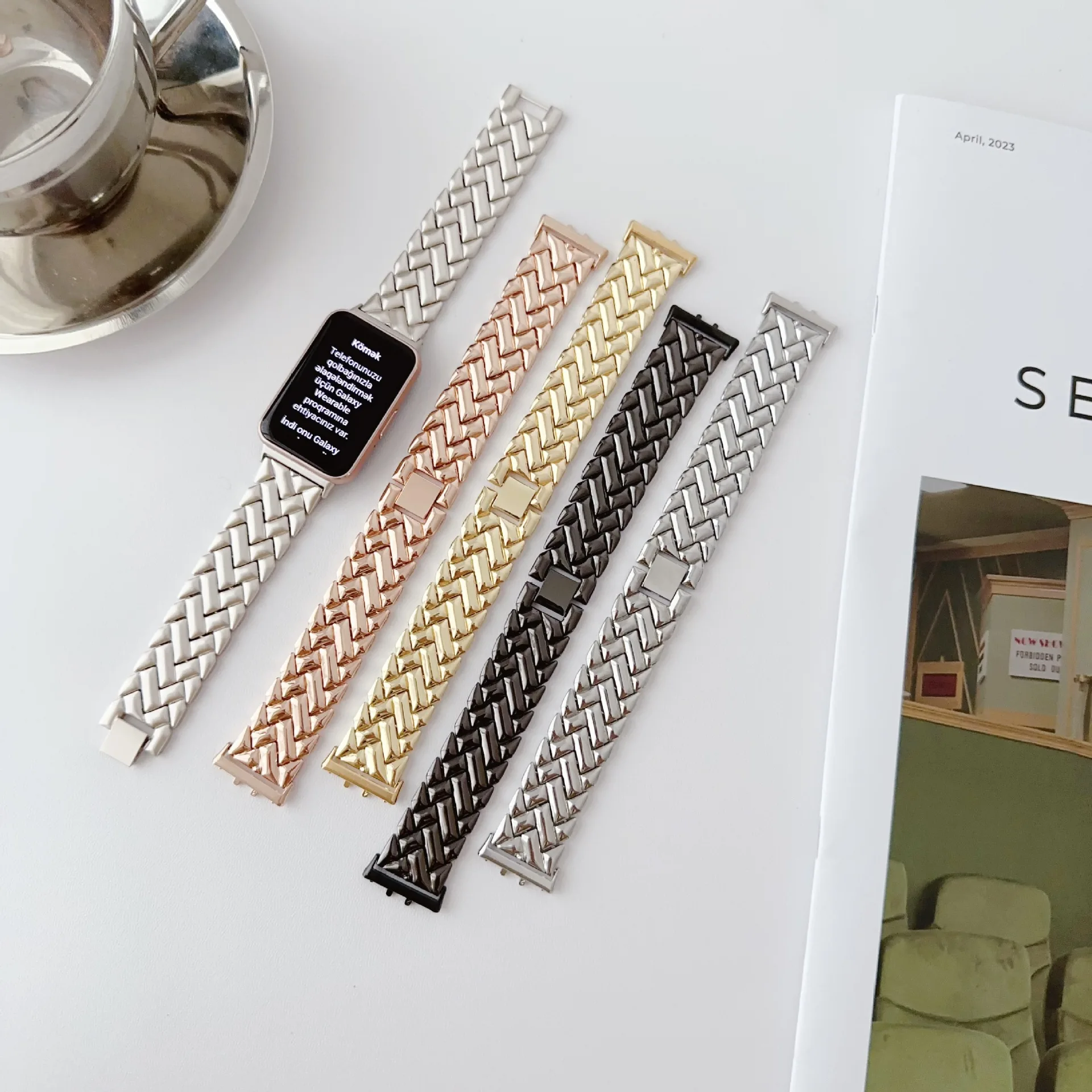 새로운 손목밴드 메탈 스트랩 삼성 갤럭시 핏 3 밴드  - Smartwatch Watches For Mens 리뷰 및 가격