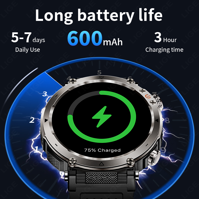 새로운 군용 야외 스마트워치 남성용 심박수 모니터 시계 - Smartwatch Watches For Mens 리뷰 및 가격