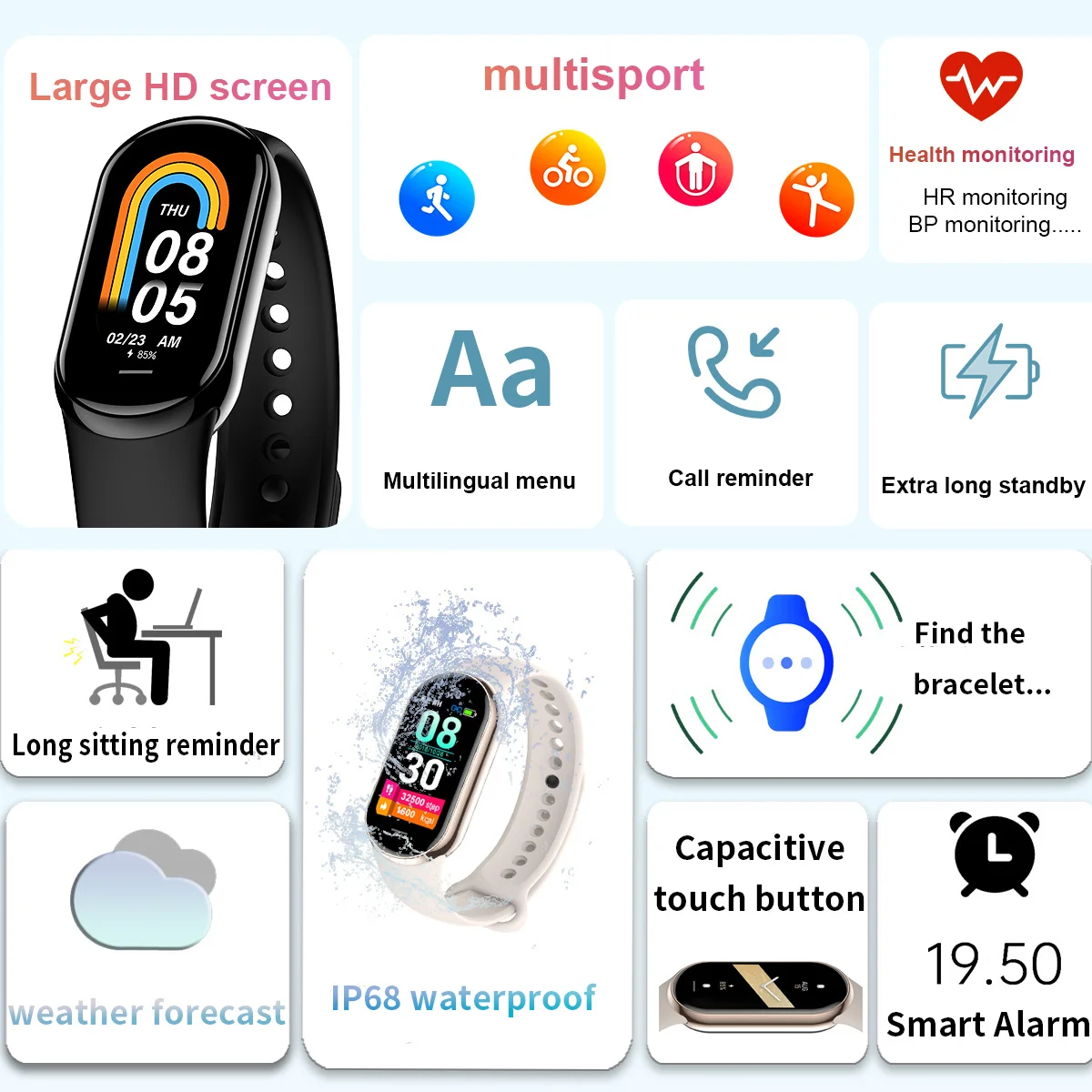 새로운 오리지널 소형 M8 밴드 스마트 남성 여성 스마 - Smartwatch New Watches 2025 리뷰 및 가격