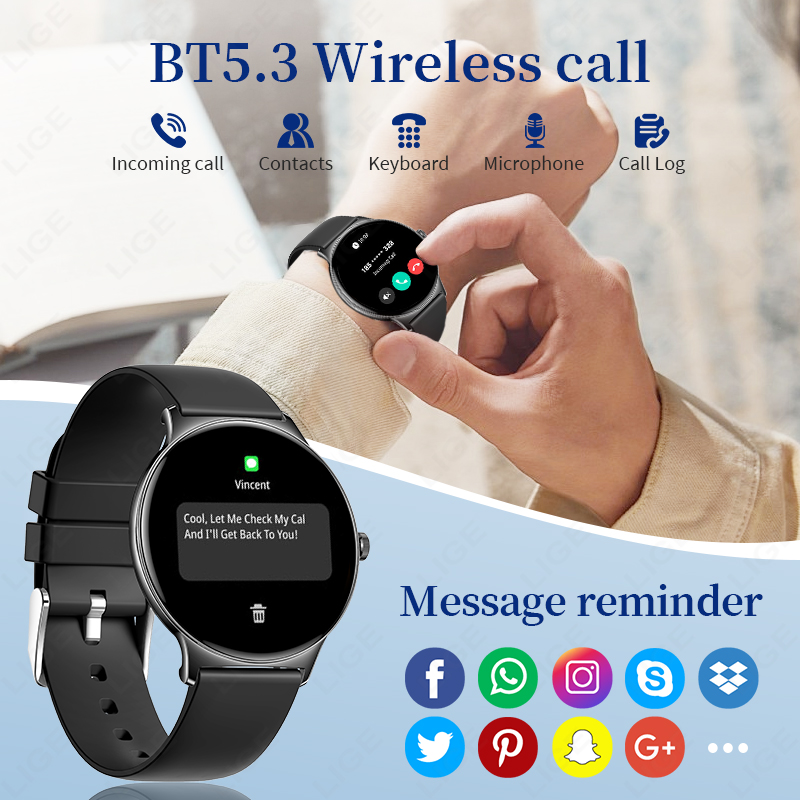 LIGE 울트라 씬 패션 스마트 워치 여성용 스크린 상 - Smartwatch Watches Gift For Women 리뷰 및 가격